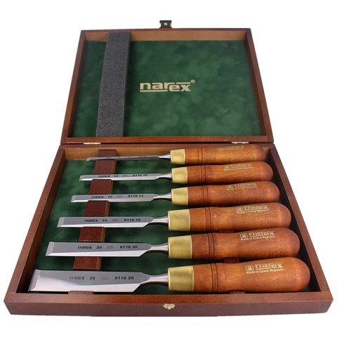 Zestaw dłut stolarskich Narex Profi z fazowaniem bocznym 6, 10, 12, 16, 20, 26 (853200) Narex
