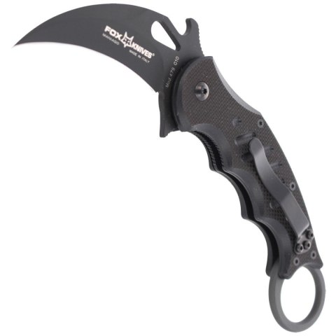 Nóż składany Fox Karambit w/ Emerson Wave Black G10, Black Idroglider N690Co (479) FOX