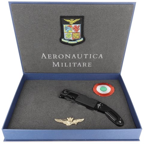 Nóż składany ratowniczy FOX Aeronautica Militare G10 / Aluminium, Black PVD N690Co (FX-026900) FOX