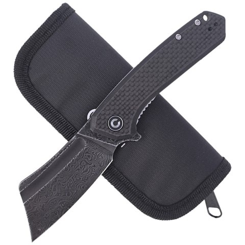 Nóż składany CIVIVI Mini Bullmastiff Twill Carbon Fiber / Black G10, Black Damascus (C2004DS-1) Civivi by WE Knife