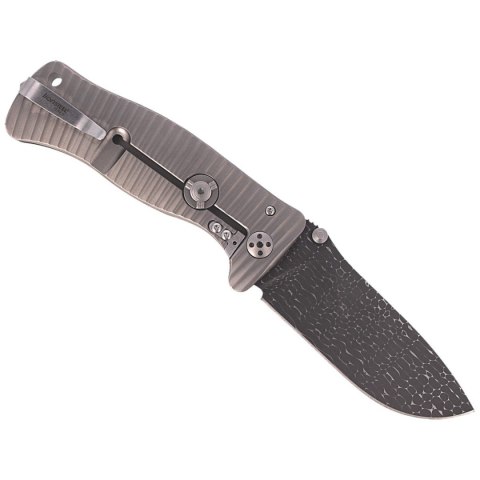 Nóż składany LionSteel SR1 Grey Titanium, Lizard Chad Nichols Damascus by Molletta (SR1DL G) LionSteel