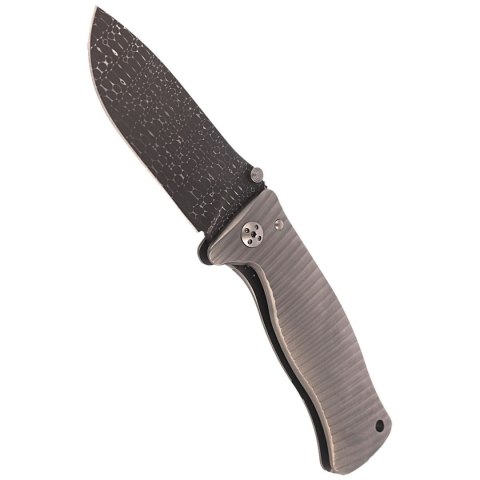 Nóż składany LionSteel SR1 Grey Titanium, Lizard Chad Nichols Damascus by Molletta (SR1DL G) LionSteel
