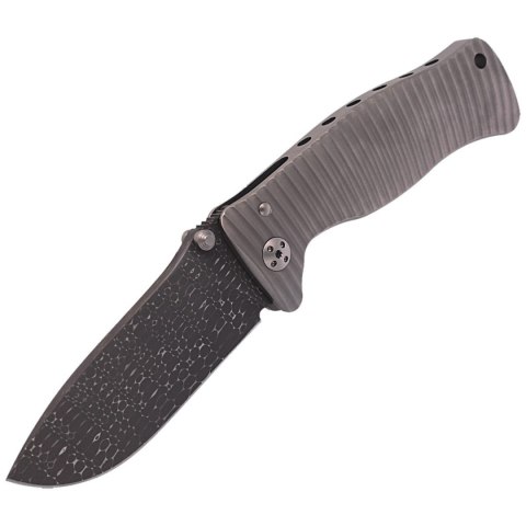 Nóż składany LionSteel SR1 Grey Titanium, Lizard Chad Nichols Damascus by Molletta (SR1DL G) LionSteel