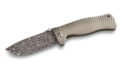 Nóż składany LionSteel SR1 Grey Titanium, Lizard Chad Nichols Damascus by Molletta (SR1DL G) LionSteel