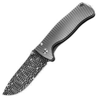 Nóż składany LionSteel SR2 Grey Titanium, Lizard Chad Nichols Damascus by Molletta (SR2DL G) LionSteel