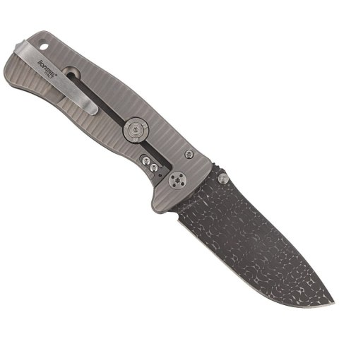 Nóż składany LionSteel SR2 Grey Titanium, Lizard Chad Nichols Damascus by Molletta (SR2DL G) LionSteel