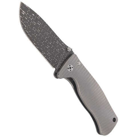 Nóż składany LionSteel SR2 Grey Titanium, Lizard Chad Nichols Damascus by Molletta (SR2DL G) LionSteel