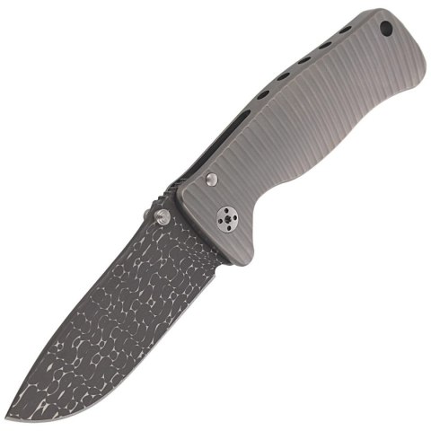 Nóż składany LionSteel SR2 Grey Titanium, Lizard Chad Nichols Damascus by Molletta (SR2DL G) LionSteel
