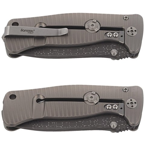 Nóż składany LionSteel SR2 Grey Titanium, Lizard Chad Nichols Damascus by Molletta (SR2DL G) LionSteel