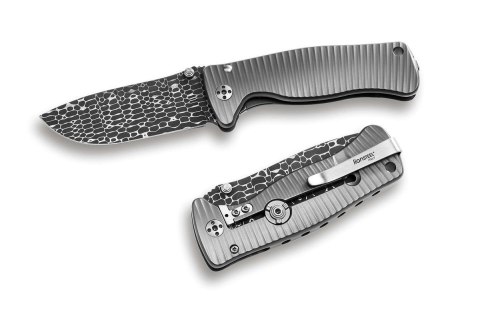 Nóż składany LionSteel SR2 Grey Titanium, Lizard Chad Nichols Damascus by Molletta (SR2DL G) LionSteel