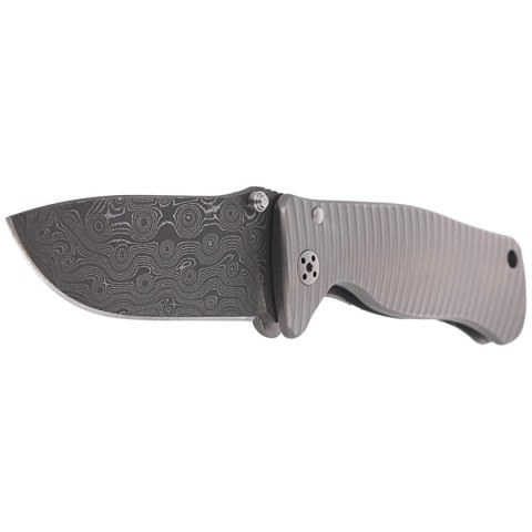 Nóż składany LionSteel SR2 Grey Titanium, RainDrop Chad Nichols Damascus by Molletta (SR2DR G) LionSteel