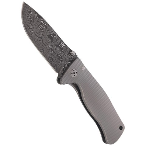 Nóż składany LionSteel SR2 Grey Titanium, RainDrop Chad Nichols Damascus by Molletta (SR2DR G) LionSteel