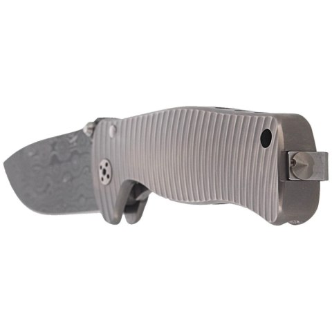 Nóż składany LionSteel SR2 Grey Titanium, RainDrop Chad Nichols Damascus by Molletta (SR2DR G) LionSteel