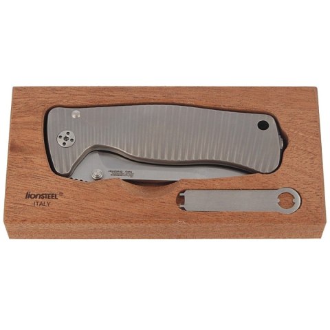 Nóż składany LionSteel SR2 Grey Titanium, Satin Sleipner by Molletta (SR2 G) LionSteel