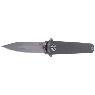 Nóż składany MKM Flame Dagger Sandblasted Titanium, Stonewashed M390 by Michael Zieba (MK FL02-TSW) MKM - Maniago Knife Makers