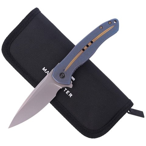 Nóż składany WE Knife Kitefin Blue Titanium, Polished Bead Blasted CPM S35VN (2001F) WE Knife