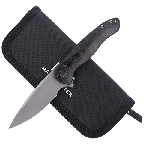 Nóż składany WE Knife Kitefin Marble Carbon Fiber / Black Ti, Polished Bead Blasted CPM S35VN (2001A) WE Knife