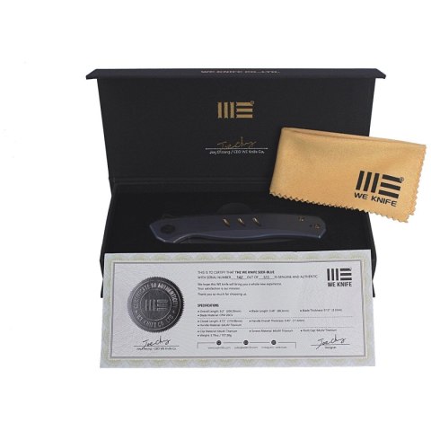 Nóż składany WE Knife Seer LE No 142/610 Blue Titanium, Rubber Silver CPM 20CV (WE20015-2) WE Knife