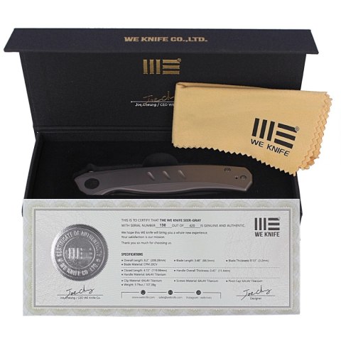 Nóż WE Knife Seer LE No 130/420 Gray Titanium, Rubbed Silver (WE20015-3) WE Knife