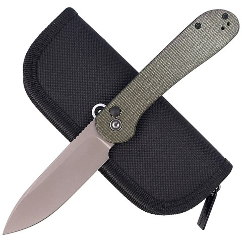 Nóż składany CIVIVI Button Lock Elementum Dark Green Micarta, Gray Stonewashed (C2103C) Civivi by WE Knife