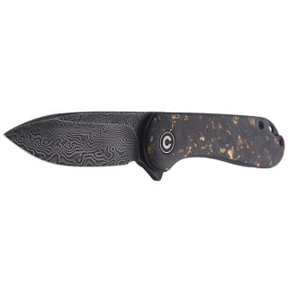 Nóż składany CIVIVI Elementum Flipper Shredded Carbon Fiber / Golden Shred, Black Damascus (C907C-DS1) Civivi by WE Knife