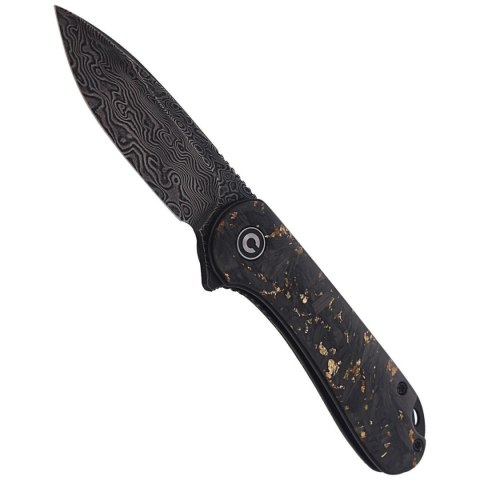 Nóż składany CIVIVI Elementum Flipper Shredded Carbon Fiber / Golden Shred, Black Damascus (C907C-DS1) Civivi by WE Knife