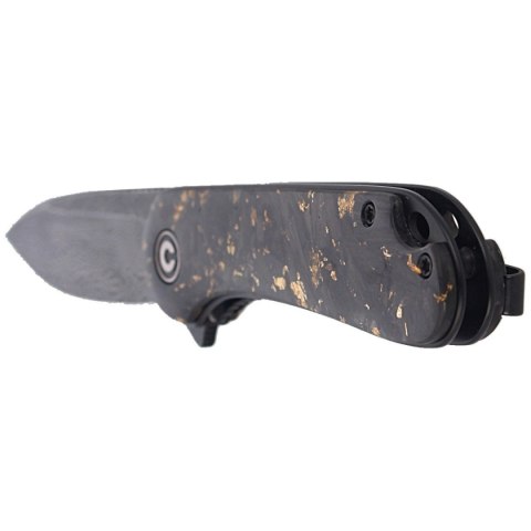 Nóż składany CIVIVI Elementum Flipper Shredded Carbon Fiber / Golden Shred, Black Damascus (C907C-DS1) Civivi by WE Knife