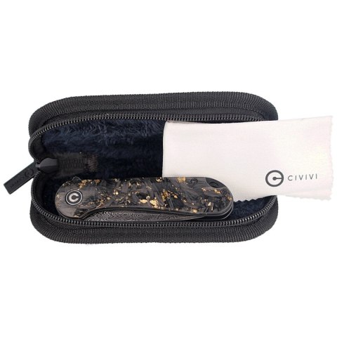 Nóż składany CIVIVI Elementum Flipper Shredded Carbon Fiber / Golden Shred, Black Damascus (C907C-DS1) Civivi by WE Knife