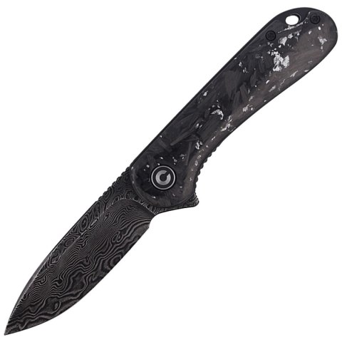 Nóż składany CIVIVI Elementum Flipper Shredded Carbon Fiber / Silvery Shred, Black Damascus (C907C-DS2) Civivi by WE Knife