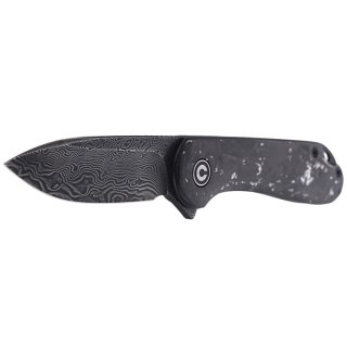 Nóż składany CIVIVI Elementum Flipper Shredded Carbon Fiber / Silvery Shred, Black Damascus (C907C-DS2) Civivi by WE Knife