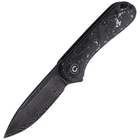 Nóż składany CIVIVI Elementum Flipper Shredded Carbon Fiber / Silvery Shred, Black Damascus (C907C-DS2) Civivi by WE Knife