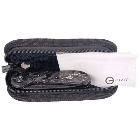 Nóż składany CIVIVI Elementum Flipper Shredded Carbon Fiber / Silvery Shred, Black Damascus (C907C-DS2) Civivi by WE Knife