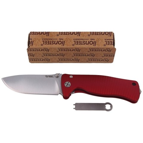 Nóż składany LionSteel SR2A Red Aluminum, Satin Sleipner by Molletta (SR2A RS) LionSteel