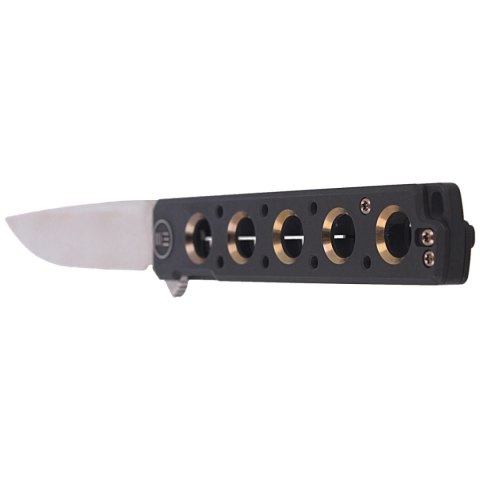 Nóż składany WE Knife Miscreant Black Titanium / Golden Holes, Satin CPM S35VN by Brad Zinker (913A) WE Knife