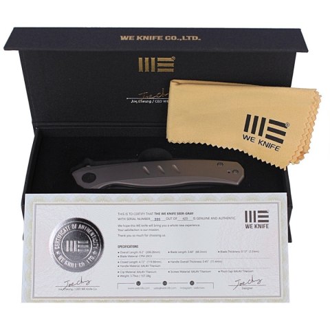 Nóż składany WE Knife Seer LE No 399/420 Gray Titanium, Rubbed Silver (WE20015-3) WE Knife