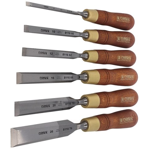 Zestaw 6 dłut stolarskich Narex Premium 6, 10, 12, 16, 20, 26 (853250) Narex