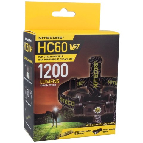 Latarka czołowa NiteCore HC60 V2 1200lm, 1x18650 (HC60 V2) NiteCore
