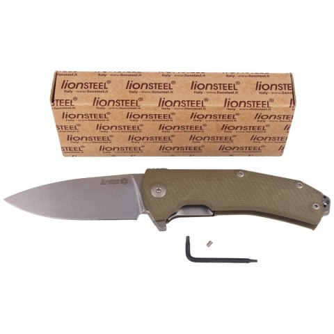 Nóż składany LionSteel KUR Green G10, Stonewashed Sleipner by Molletta (KUR GR) LionSteel
