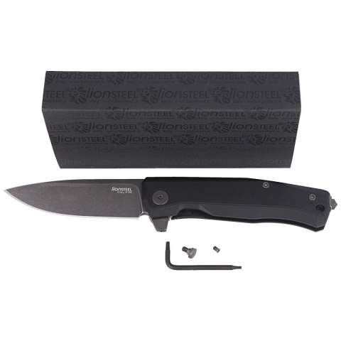 Nóż składany LionSteel Myto Black Aluminium, PVD/Stonewashed M390 by Molletta (MT01A BB) LionSteel