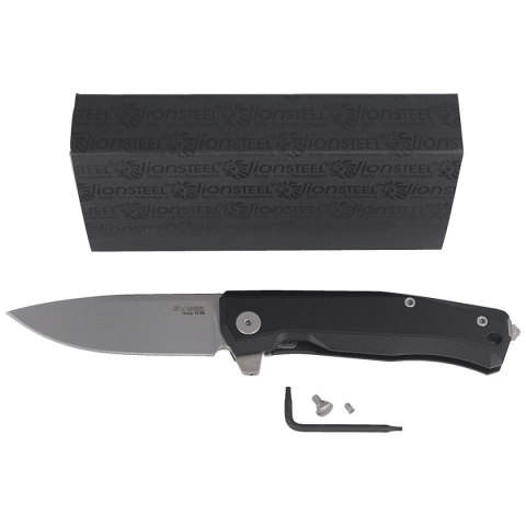 Nóż składany LionSteel Myto Black Aluminium, Stonewashed M390 by Molletta (MT01A BS) LionSteel