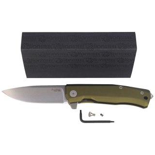 Nóż składany LionSteel Myto Green Aluminium, StoneWashed M390 by Molletta (MT01A GS) LionSteel