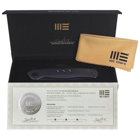 Nóż składany WE Knife Seer LE No 319/610 Blue Titanium, Rubber Silver (WE20015-2) WE Knife
