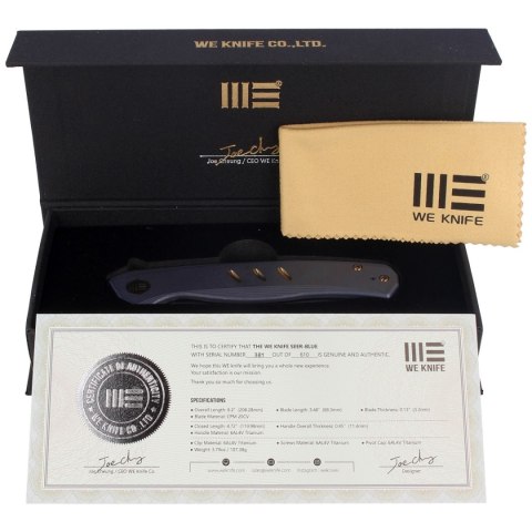 Nóż składany WE Knife Seer LE No 381/610 Blue Titanium, Rubber Silver (WE20015-2) WE Knife
