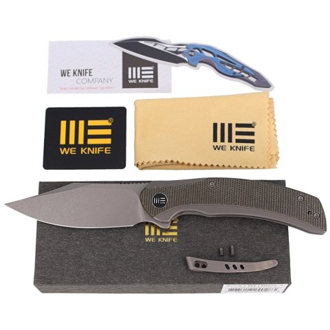 Nóż składany WE Knife Snick Gray Titanium / Dark Green Micarta, Gray Stonewashed CPM-20CV (WE19022F-5) WE Knife