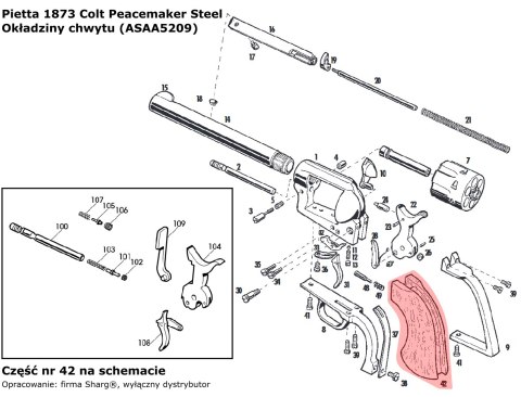Okładziny chwytu rewolwer Pietta 1873 Colt Peacemaker Steel (ASAA5209) Pietta Firearms