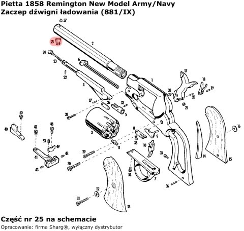 Zaczep dźwigni ładowania Pietta 1858 Remington New Model Army, Stainless Steel (881/IX) Pietta Firearms