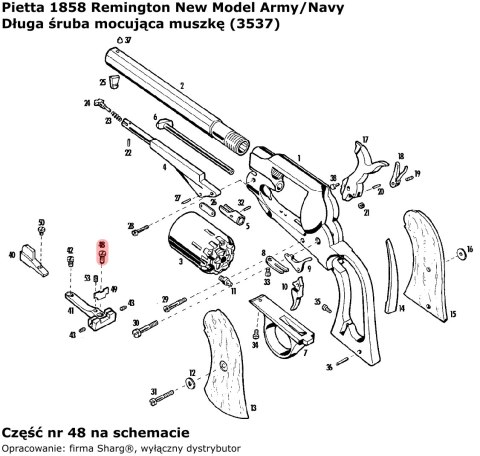 Długa śruba mocująca muszkę Pietta Remington 1858 New Model Army/Navy Target (3537) Pietta Firearms