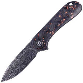 Nóż składany CIVIVI Elementum Flipper Shredded Carbon Fiber / Copper Shred, Black Damascus (C907C-DS3) Civivi by WE Knife