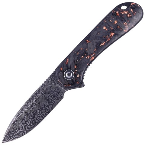 Nóż składany CIVIVI Elementum Flipper Shredded Carbon Fiber / Copper Shred, Black Damascus (C907C-DS3) Civivi by WE Knife
