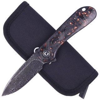 Nóż składany CIVIVI Elementum Flipper Shredded Carbon Fiber / Copper Shred, Black Damascus (C907C-DS3) Civivi by WE Knife